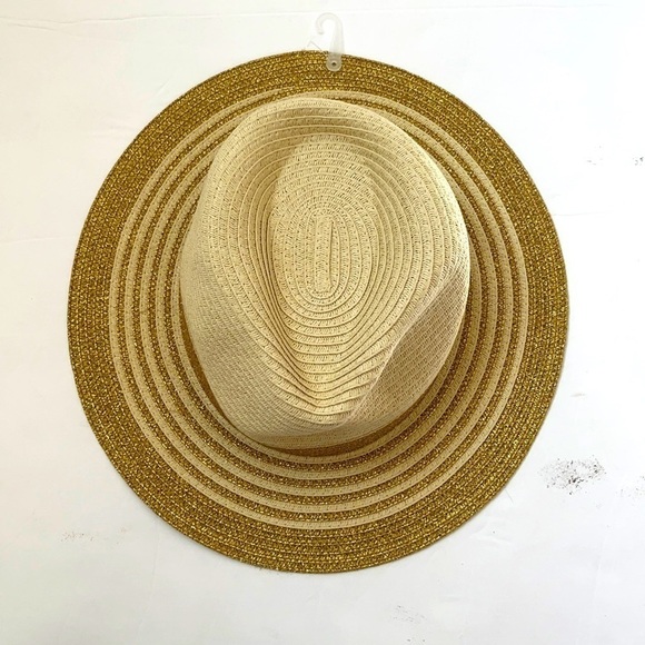 C&C California Tan Gold trim summer hat OS NWT - Picture 1 of 4